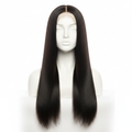 30-Inch Black Straight Human Hair Wig - Front