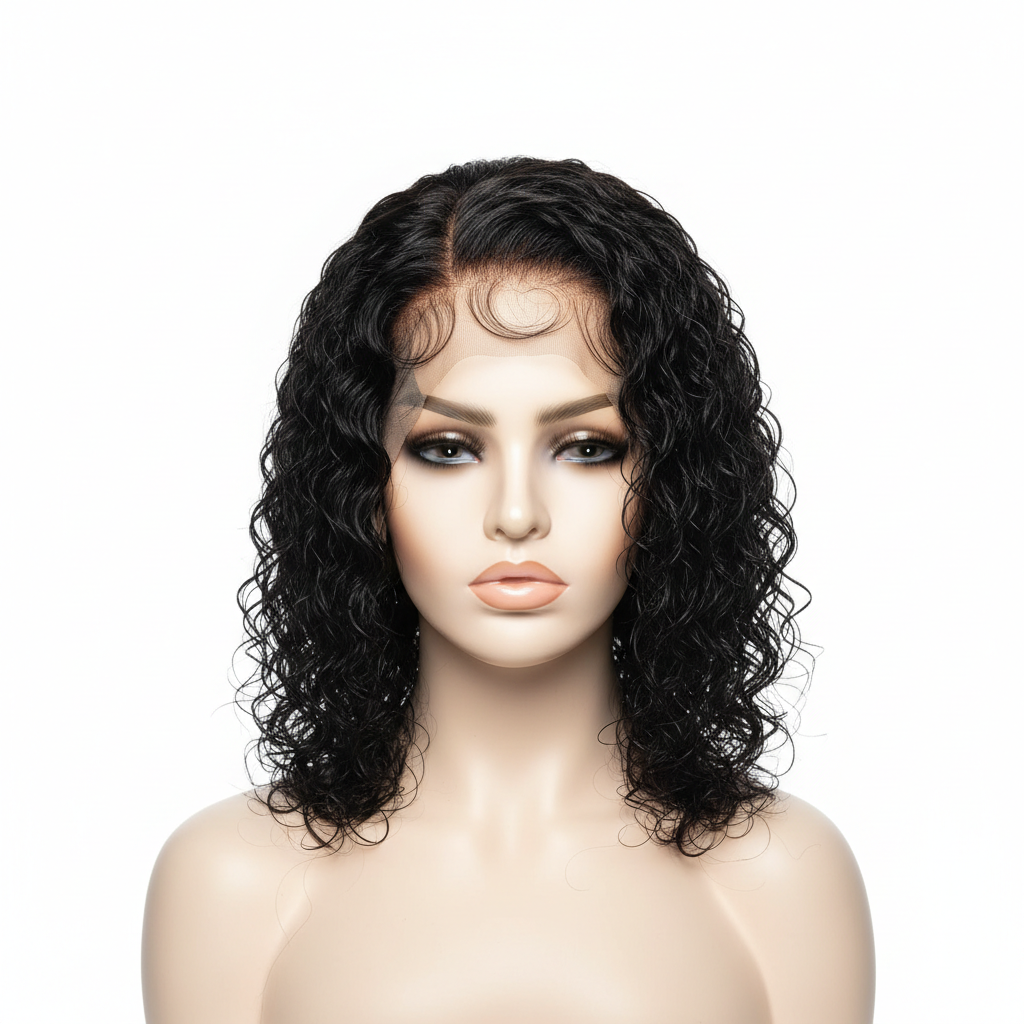 Front view of natural black bob wig