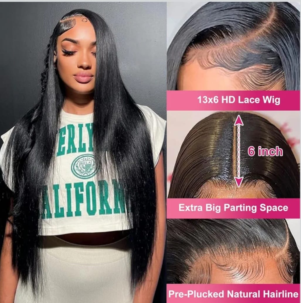black straight human hair wig