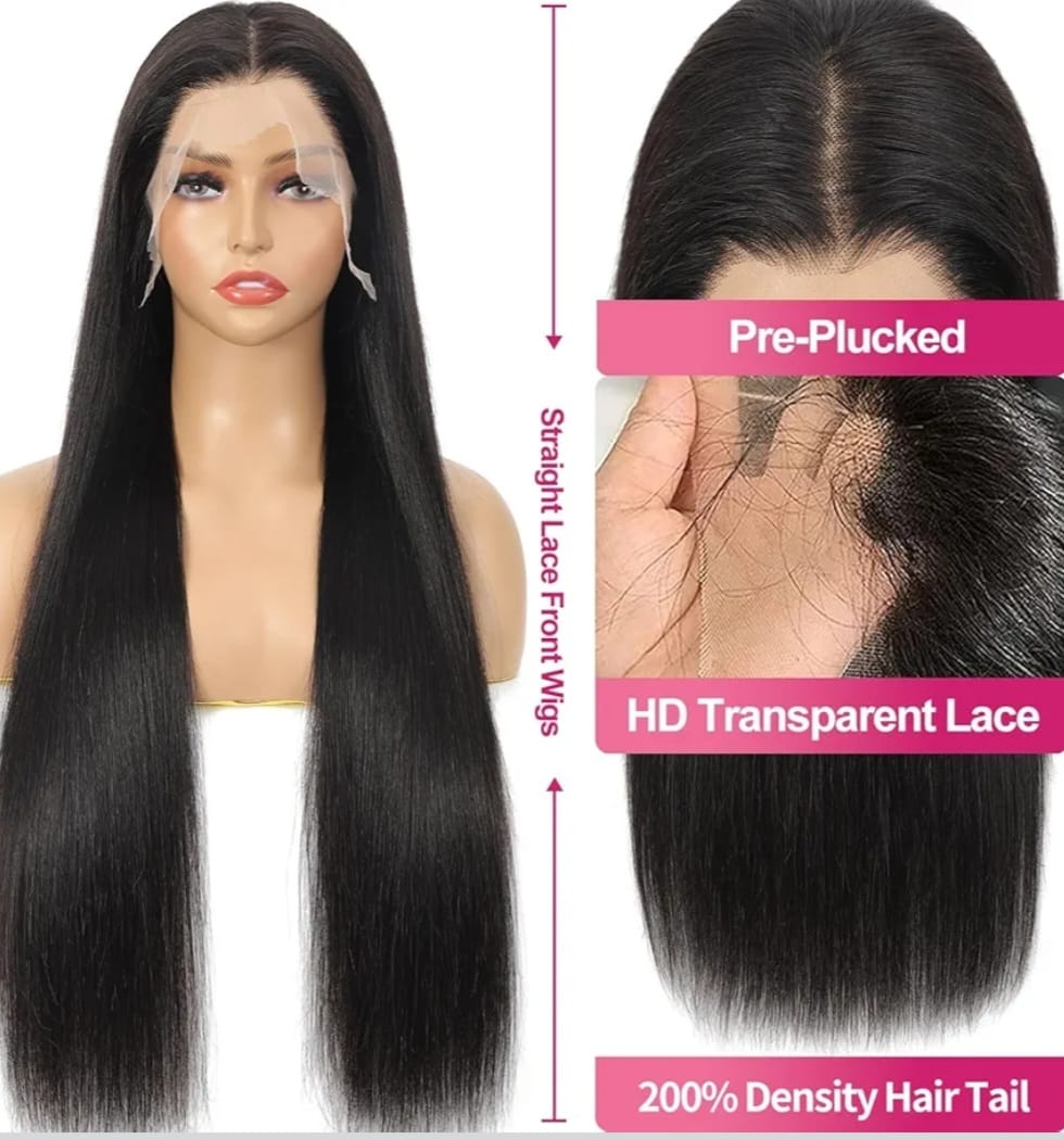 black straight human hair wig