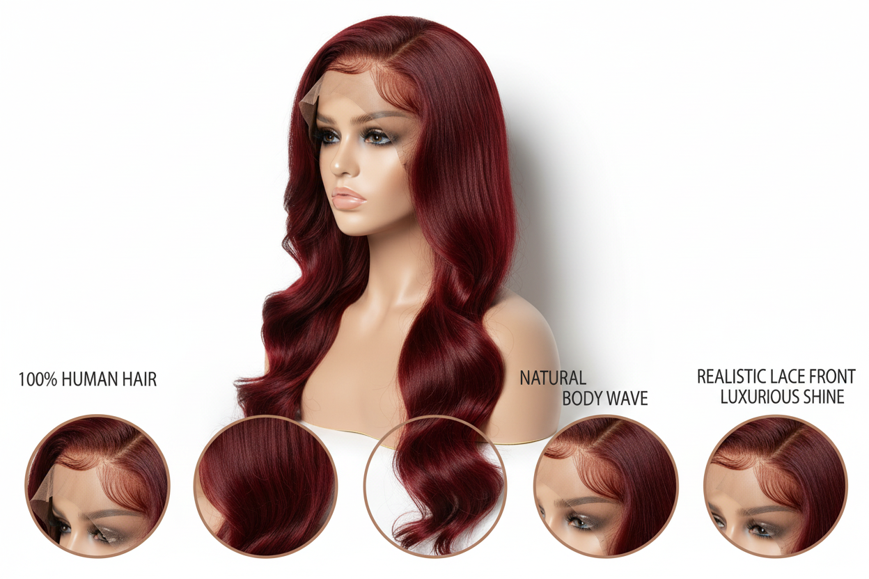 Professional body wave lace front wig