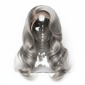 Professional studio shot of light grey body wave wig